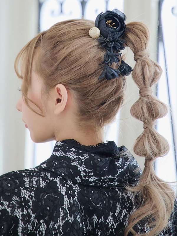 画像6: 【即日発送】ブラックレース浴衣  【浴衣３点セット 浴衣/帯/下駄】[YMT]