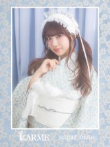 くすみブルー地x小花レース浴衣 OBI-hira-100-ok-15-WxW / HIMO-900-yn-4-GYxGY / HEKO-800-sb-5-W / GETA-02-ok-3-LBL)[YMT]