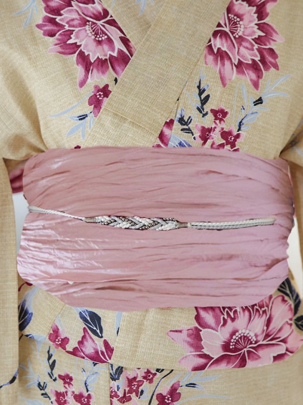 画像3: 【即日発送】【浴衣】イエロー地xピンク牡丹浴衣【浴衣３点セット 浴衣/帯/下駄】[YMT]