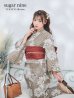 画像2: 【即日発送】ブラウンストライプにガーベラの花浴衣【浴衣３点セット 浴衣/帯/下駄】OBI-siwa-200-kj-10-TRC / HIMO-900-yn-7-MOC / YA-1081-kj-BR / HEKO-800-sb-3-BR / GETA-02-ok-2-IV [YMT] (2)