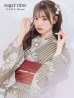 画像3: 【即日発送】ブラウンストライプにガーベラの花浴衣【浴衣３点セット 浴衣/帯/下駄】OBI-siwa-200-kj-10-TRC / HIMO-900-yn-7-MOC / YA-1081-kj-BR / HEKO-800-sb-3-BR / GETA-02-ok-2-IV [YMT]