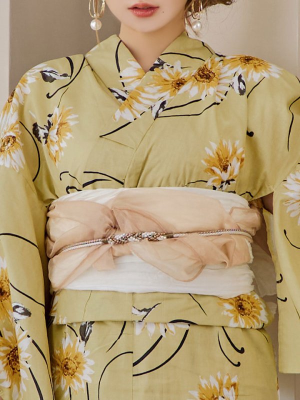 画像22: 【即日発送】くすみイエローマーガレット浴衣  【浴衣３点セット 浴衣/帯/下駄】[YMT]