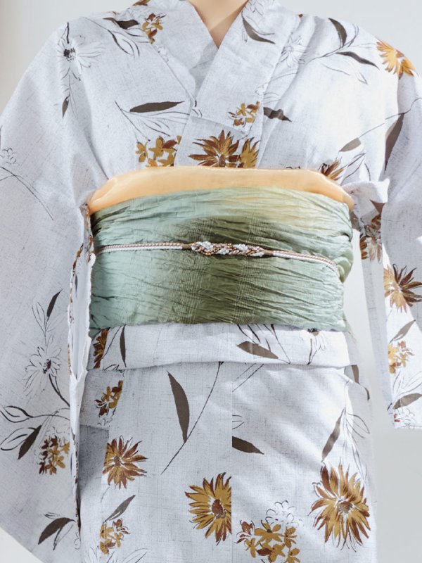 画像18: 【即日発送】グレー地×マーガレット浴衣  【浴衣３点セット 浴衣/帯/下駄】[YMT]