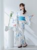 画像2: 【即日発送】水墨風ニュアンス菖蒲浴衣  【浴衣３点セット 浴衣/帯/下駄】OBI-g-500-kj-11-AQM / HIMO-900-yn-4-GYxGY / HEKO-800-sb-5-W / YA-1023-wk-BL / GETA-01-kj-2-BL [YMT] (2)