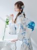 画像3: 【即日発送】水墨風ニュアンス菖蒲浴衣  【浴衣３点セット 浴衣/帯/下駄】OBI-g-500-kj-11-AQM / HIMO-900-yn-4-GYxGY / HEKO-800-sb-5-W / YA-1023-wk-BL / GETA-01-kj-2-BL [YMT]