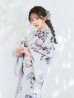 画像1: 【即日発送】くすみカラー朝顔浴衣 【浴衣3点セット 浴衣/帯/下駄】 [FB02] (1)