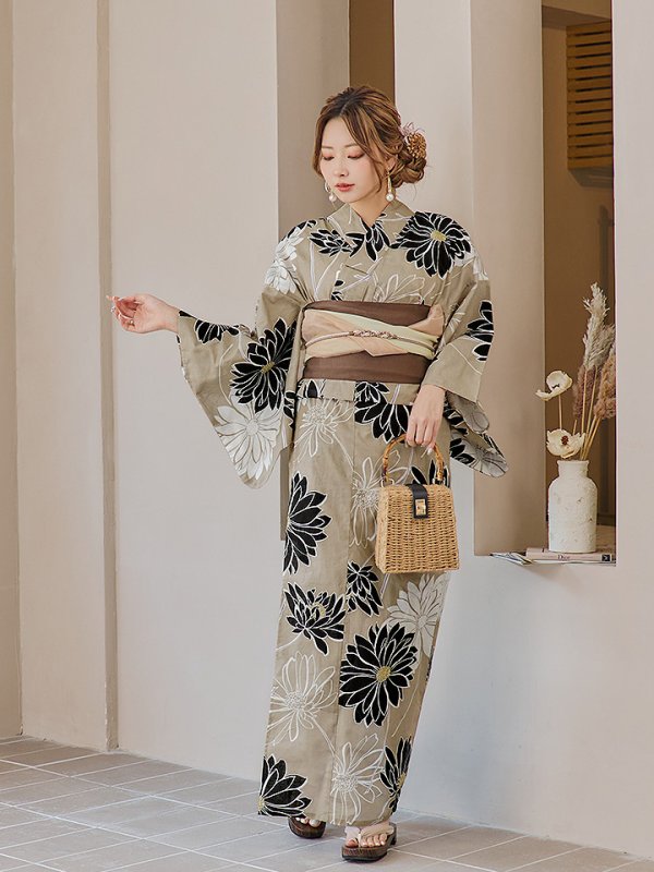 画像10: 【即日発送】レトロモダンマーガレット浴衣  【浴衣３点セット 浴衣/帯/下駄】[YMT]