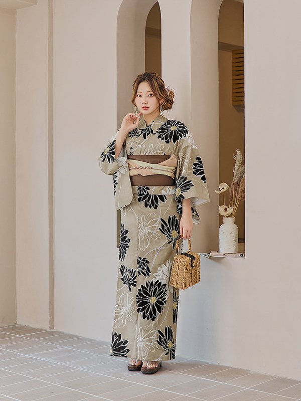 画像11: 【即日発送】レトロモダンマーガレット浴衣  【浴衣３点セット 浴衣/帯/下駄】[YMT]