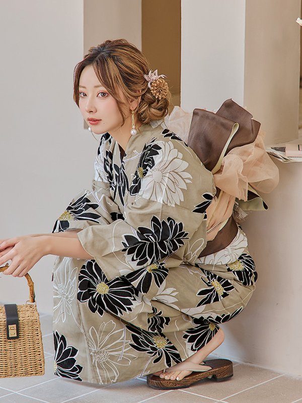 画像13: 【即日発送】レトロモダンマーガレット浴衣  【浴衣３点セット 浴衣/帯/下駄】[YMT]