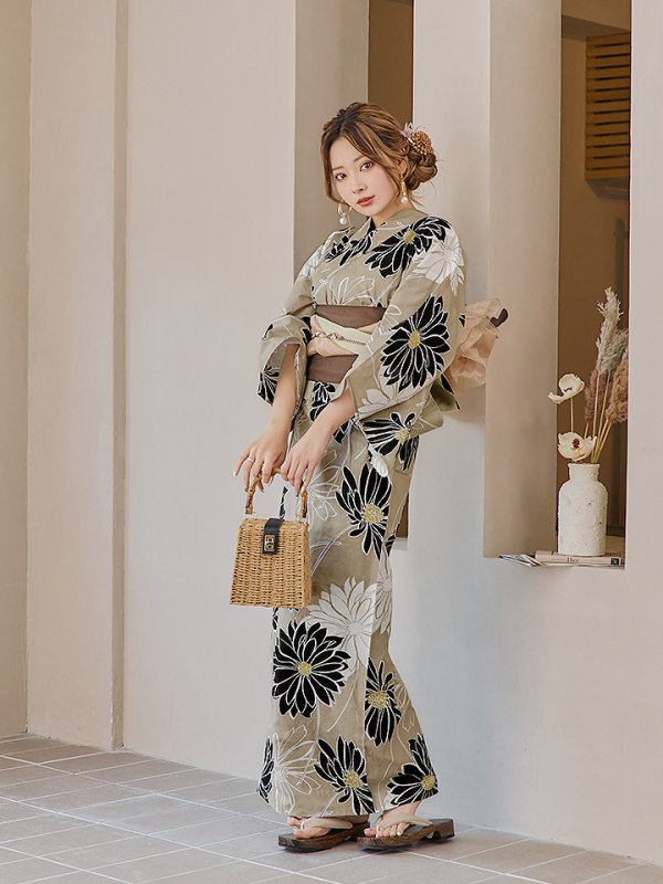 画像16: 【即日発送】レトロモダンマーガレット浴衣  【浴衣３点セット 浴衣/帯/下駄】[YMT]