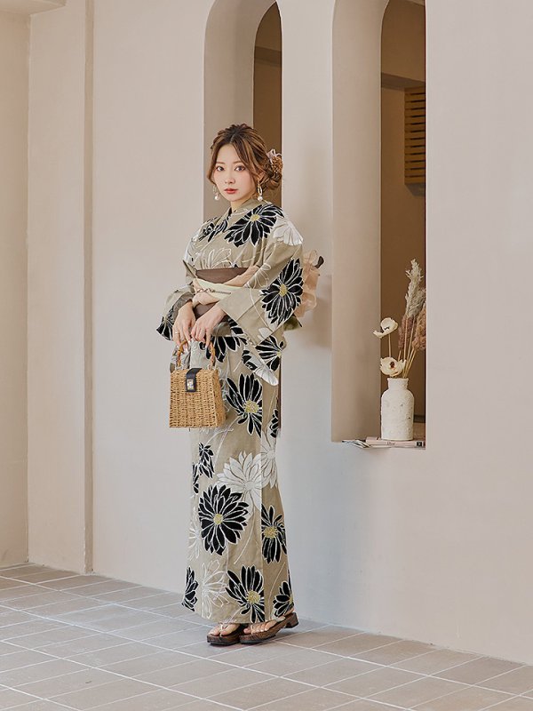 画像5: 【即日発送】レトロモダンマーガレット浴衣  【浴衣３点セット 浴衣/帯/下駄】[YMT]