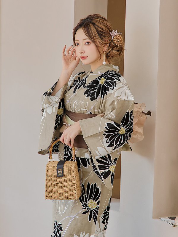 画像7: 【即日発送】レトロモダンマーガレット浴衣  【浴衣３点セット 浴衣/帯/下駄】[YMT]