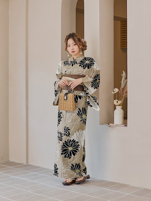 画像8: 【即日発送】レトロモダンマーガレット浴衣  【浴衣３点セット 浴衣/帯/下駄】[YMT]