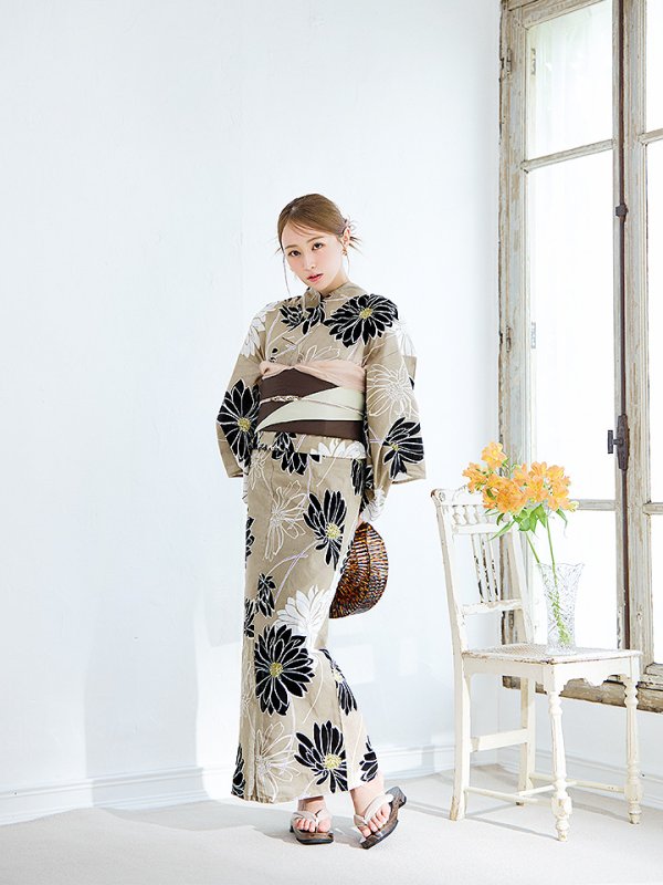 画像12: 【即日発送】レトロモダンマーガレット浴衣  【浴衣３点セット 浴衣/帯/下駄】[YMT]
