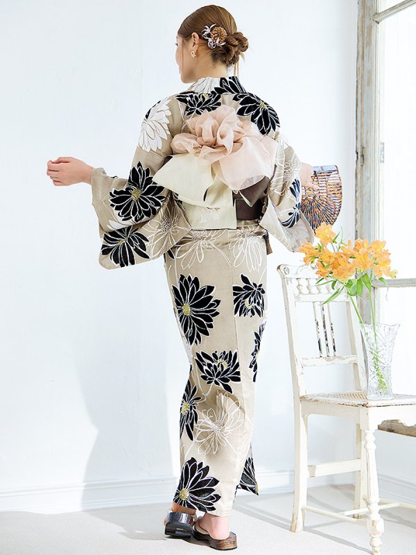 画像14: 【即日発送】レトロモダンマーガレット浴衣  【浴衣３点セット 浴衣/帯/下駄】[YMT]