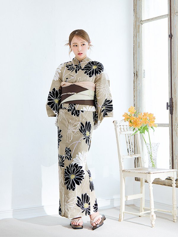 画像5: 【即日発送】レトロモダンマーガレット浴衣  【浴衣３点セット 浴衣/帯/下駄】[YMT]