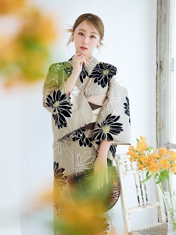 画像6: 【即日発送】レトロモダンマーガレット浴衣  【浴衣３点セット 浴衣/帯/下駄】[YMT]