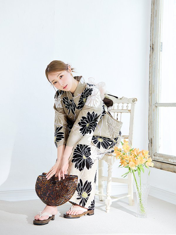 画像7: 【即日発送】レトロモダンマーガレット浴衣  【浴衣３点セット 浴衣/帯/下駄】[YMT]