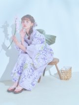 【予約 / 4月上旬発送予定】くすみパープル藤の花浴衣 siwa-g206kj / Yhimo-IV / Yheko-WH / YC-A84-4wk-MauvePL / YG01Pkj/ [o/OF01]