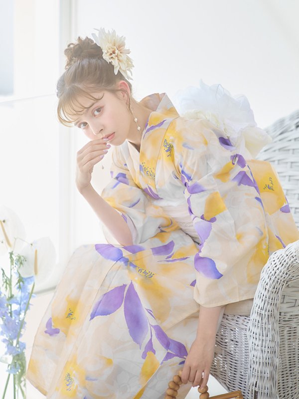 画像16: 【即日発送】鮮やか×大柄フラワー浴衣  【浴衣３点セット 浴衣/帯/下駄】[YMT]