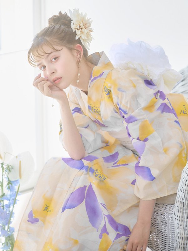 画像18: 【即日発送】鮮やか×大柄フラワー浴衣  【浴衣３点セット 浴衣/帯/下駄】[YMT]