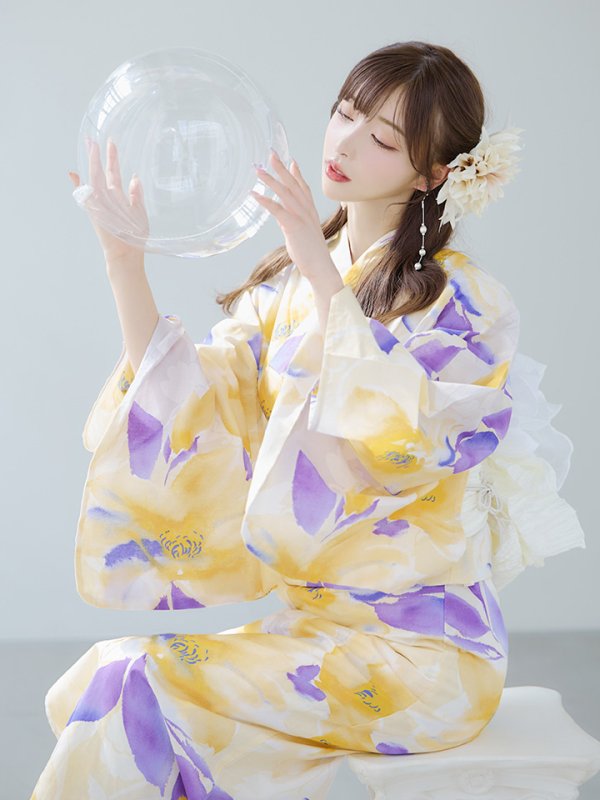 画像10: 【即日発送】鮮やか×大柄フラワー浴衣  【浴衣３点セット 浴衣/帯/下駄】[YMT]