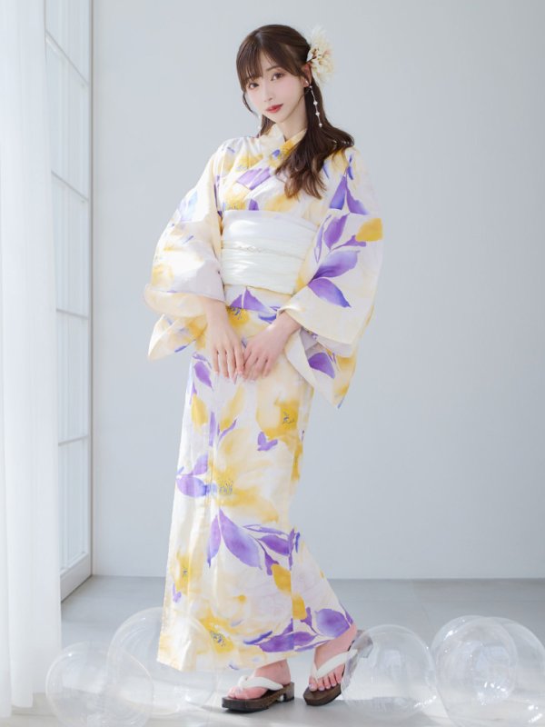 画像12: 【即日発送】鮮やか×大柄フラワー浴衣  【浴衣３点セット 浴衣/帯/下駄】[YMT]