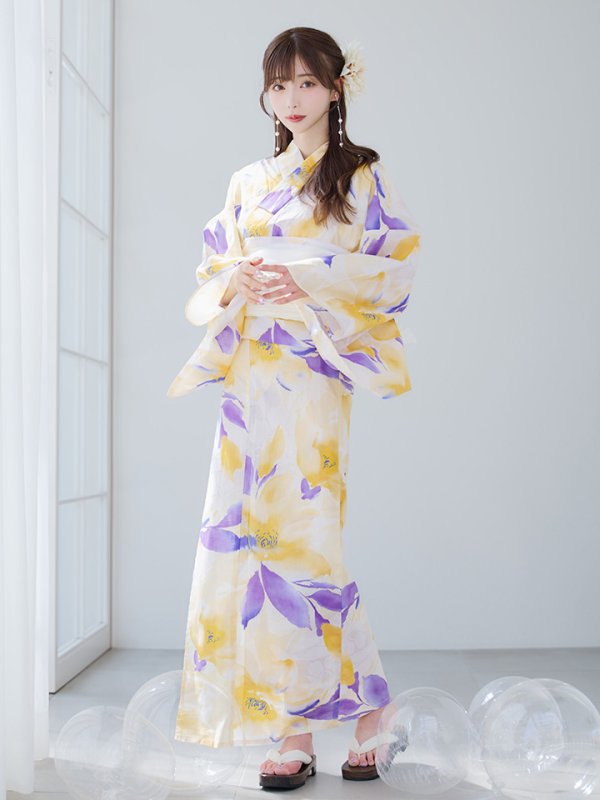 画像7: 【即日発送】鮮やか×大柄フラワー浴衣  【浴衣３点セット 浴衣/帯/下駄】[YMT]