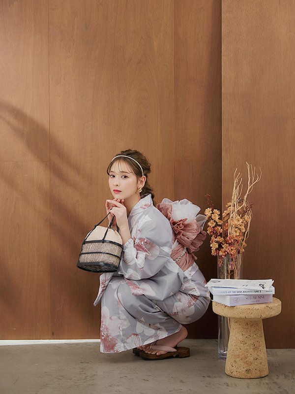 画像13: 【即日発送】シック大人フラワー浴衣  【浴衣３点セット 浴衣/帯/下駄】[YMT]