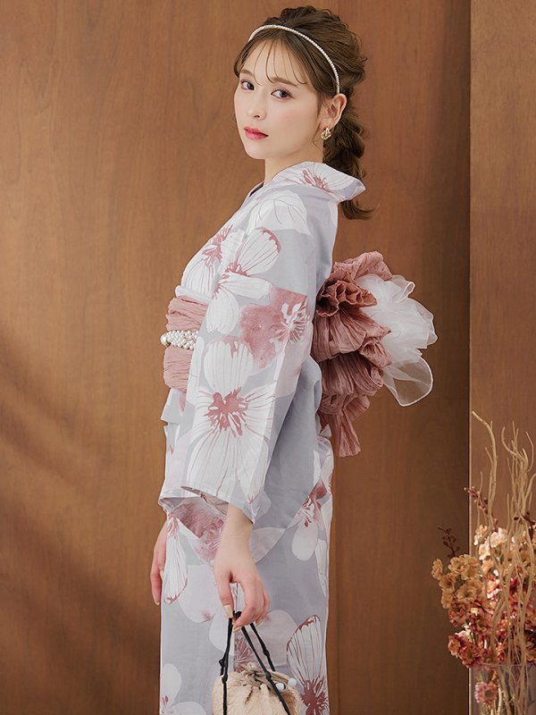 画像3: 【即日発送】シック大人フラワー浴衣  【浴衣３点セット 浴衣/帯/下駄】[YMT]