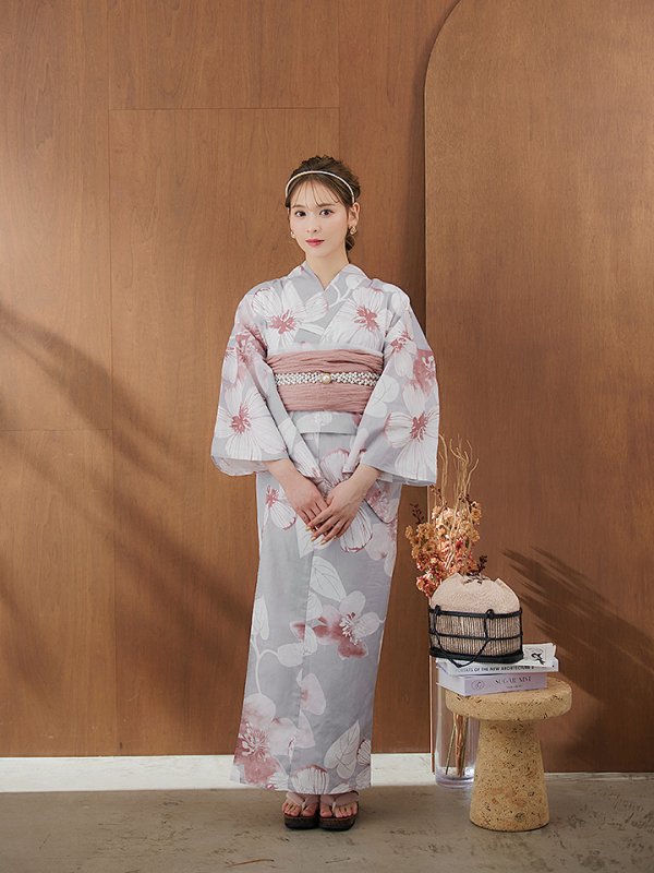 画像5: 【即日発送】シック大人フラワー浴衣  【浴衣３点セット 浴衣/帯/下駄】[YMT]