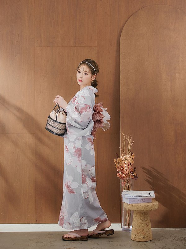 画像7: 【即日発送】シック大人フラワー浴衣  【浴衣３点セット 浴衣/帯/下駄】[YMT]