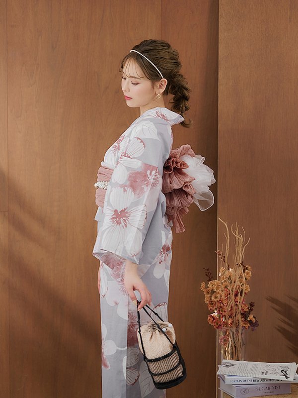 画像8: 【即日発送】シック大人フラワー浴衣  【浴衣３点セット 浴衣/帯/下駄】[YMT]