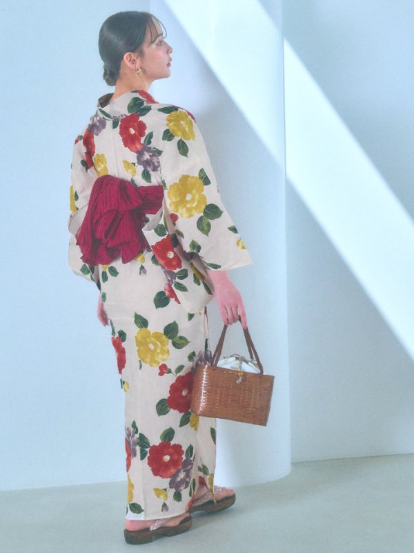 画像12: 【即日発送】モダン椿浴衣  【浴衣３点セット 浴衣/帯/下駄】[YMT]