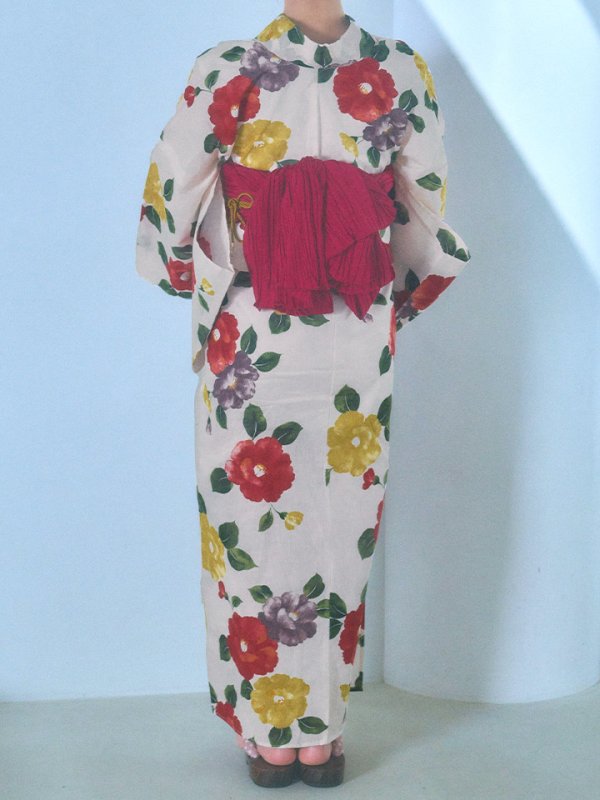 画像17: 【即日発送】モダン椿浴衣  【浴衣３点セット 浴衣/帯/下駄】[YMT]