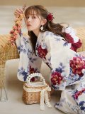 【即日発送】ホワイト×レッド牡丹浴衣 OBI-siwa-202-ok-10-R / HIMO-902-kj-5-RosePK / HEKO-800-sb-5-W / YA-72-kn-R / GETA-02-ok-7-R[YMT]