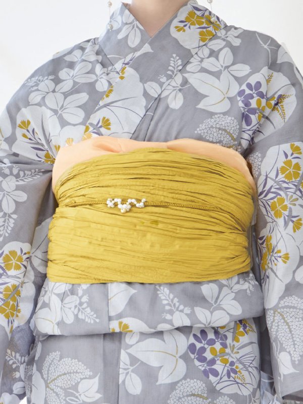 画像13: 【即日発送】グレー×フラワー浴衣  【浴衣３点セット 浴衣/帯/下駄】[YMT]