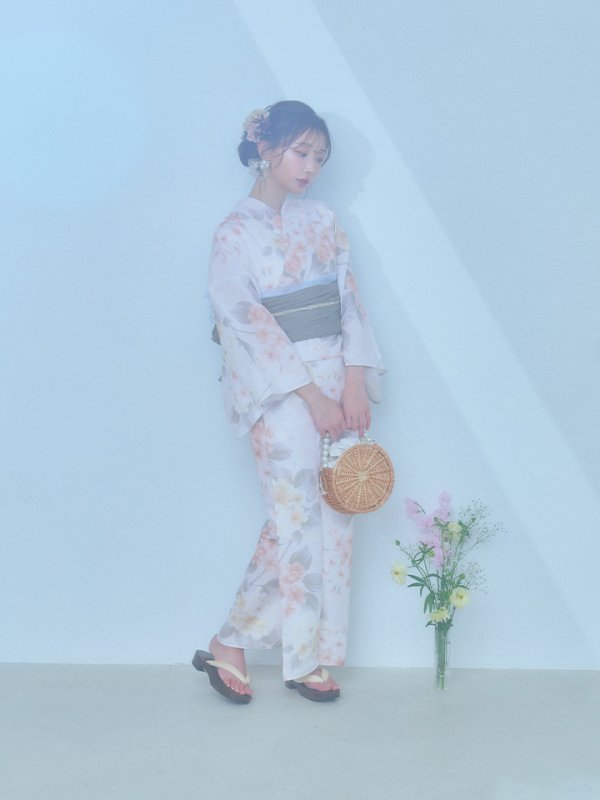 画像18: 【浴衣セール！】【即日発送】ホワイトベージュ紫陽花浴衣  【浴衣３点セット 浴衣/帯/下駄】[YMT]