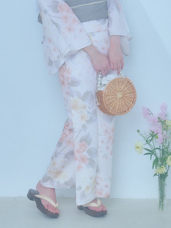 画像22: 【浴衣セール！】【即日発送】ホワイトベージュ紫陽花浴衣  【浴衣３点セット 浴衣/帯/下駄】[YMT]