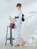 画像10: 【即日発送】ホワイト×線画フラワー浴衣  【浴衣３点セット 浴衣/帯/下駄】OBI-siwa-202-ok-11-B / HIMO-900-yn-1-B / HEKO-800-sb-5-W / YA-73-kn-GY / GETA-03-ok-2-P[YMT]