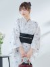 画像9: 【即日発送】ホワイト×線画フラワー浴衣  【浴衣３点セット 浴衣/帯/下駄】OBI-siwa-202-ok-11-B / HIMO-900-yn-1-B / HEKO-800-sb-5-W / YA-73-kn-GY / GETA-03-ok-2-P[YMT]