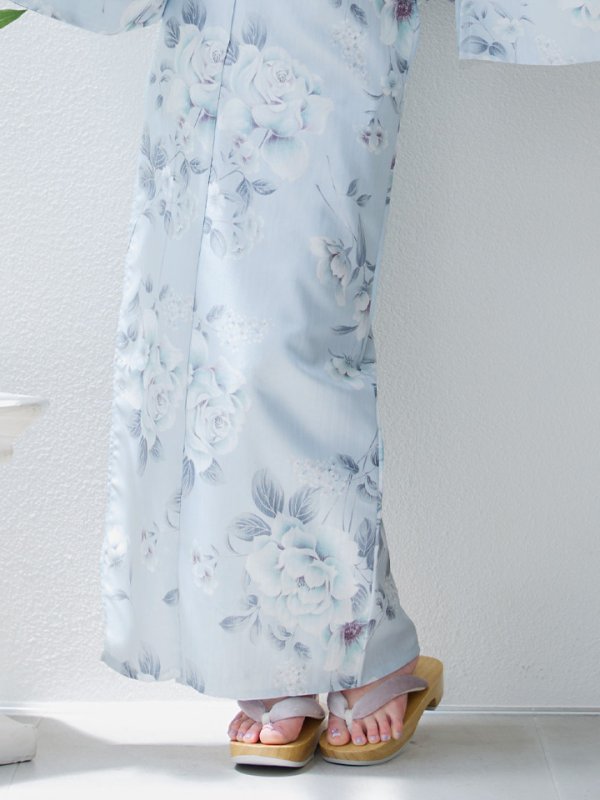 画像16: 【即日発送！】クラシカルローズブルー浴衣  【浴衣３点セット 浴衣/帯/下駄】[YMT]