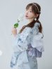 画像2: 【即日発送！】クラシカルローズブルー浴衣  【浴衣３点セット 浴衣/帯/下駄】OBI-g-500-kj-8-GY / HIMO-900-yn-5-IV / HEKO-800-sb-5-W / YA-1079-kj-6-W / YA-1017-am-W / GETA-03-ok-2-P [YMT] (2)