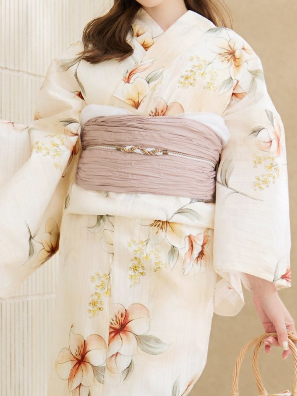 画像20: 【即日発送】アイボリーフラワー浴衣  【浴衣３点セット 浴衣/帯/下駄】[YMT]