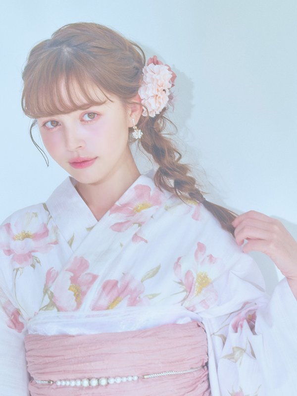 画像14: 【即日発送】水彩ピンクフラワー浴衣  【浴衣３点セット 浴衣/帯/下駄】[YMT]