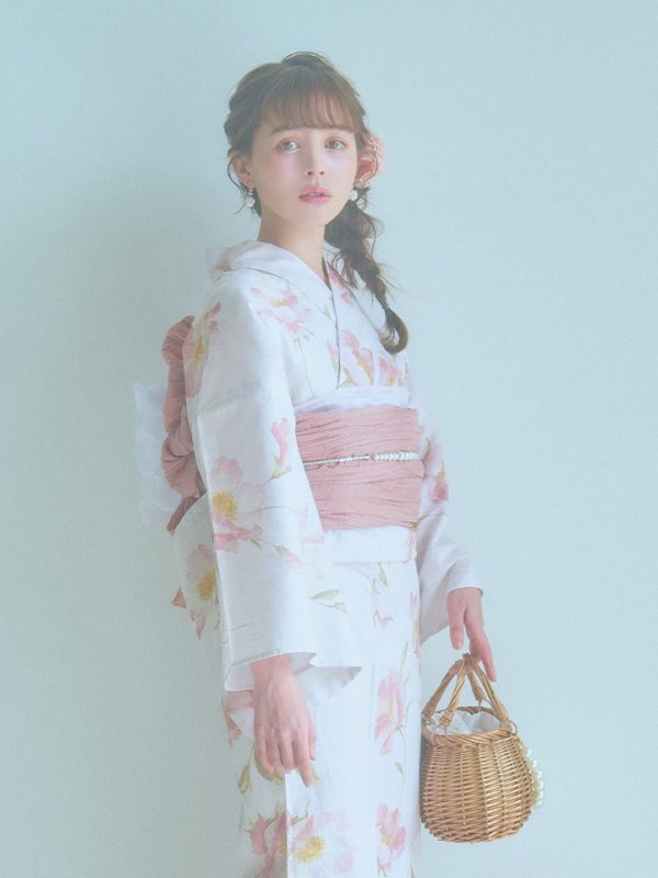 画像5: 【即日発送】水彩ピンクフラワー浴衣  【浴衣３点セット 浴衣/帯/下駄】[YMT]