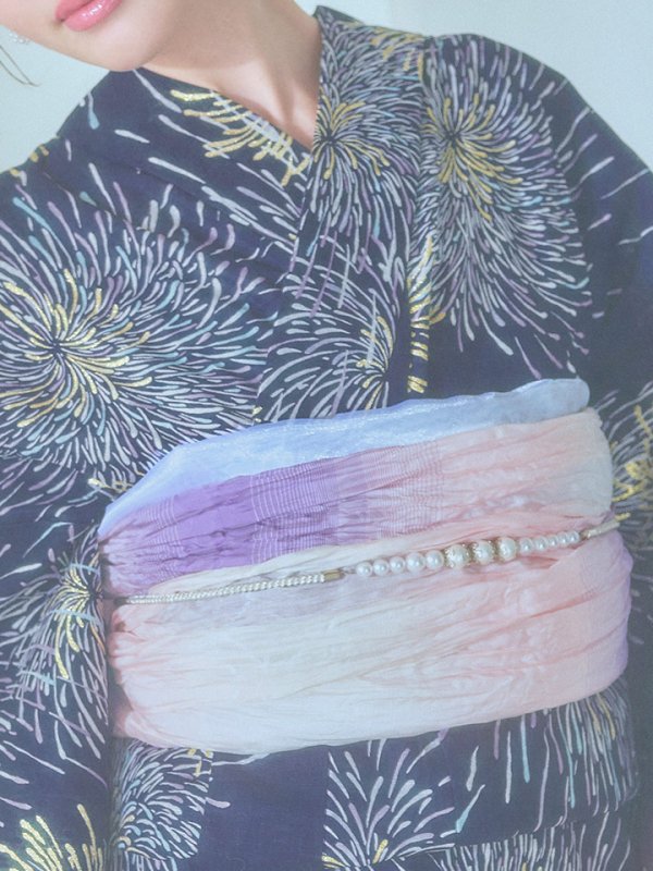 画像17: 【即日発送！】夜空×花火キラキラ浴衣  【浴衣３点セット 浴衣/帯/下駄】[OF04]