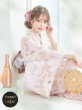 【即日発送】ピンクベージュ×ホワイトローズ浴衣  【浴衣３点セット 浴衣/帯/下駄】siwa-36ok / HIMO-903-kj-W02 / HEKO-800-sb-5-W / YA-74-kn-P / YA-001-am-W / GETA-02-ok-5-P / [YMT]