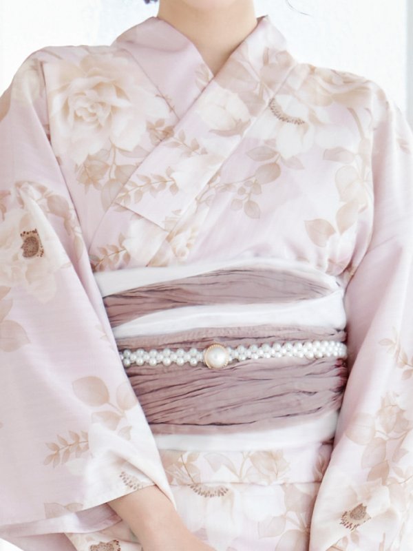 画像21: 【即日発送】ピンクベージュ×ホワイトローズ浴衣  【浴衣３点セット 浴衣/帯/下駄】[YMT]