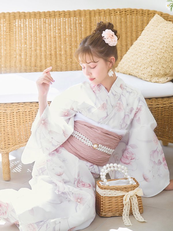 画像12: 【即日発送】アイシーピンクフラワー浴衣  【浴衣３点セット 浴衣/帯/下駄】[YMT]